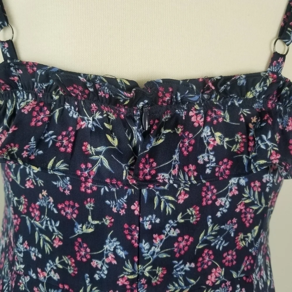 J.Crew Ruffle Stretch Silk Midi Dress Size 14 Wisp Floral Print Pleated